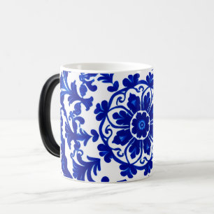 Aquarellblaue Glas-Mokkatasse mit botanischem Moti Verwandlungstasse