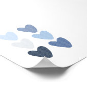 Aquarellblaue Herzen drucken Poster (Ecke)