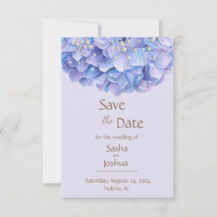 Aquarellblaue Hortensie Perl Save The Date