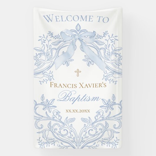 Aquarellblaue Krest-Tauf-Willkommensschild Banner (Vertikal)