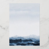 Aquarellblaue Landschaft inspiriert Folieneinladung (Rückseite)