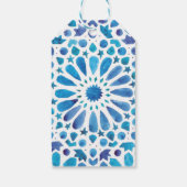 Aquarellblaue Mittelmeer-Fliesen-Hochzeit Geschenkanhänger (Rückseite)