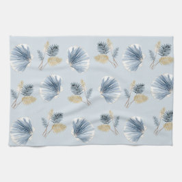 Aquarellblaue Muschel Küste  Geschirrtuch