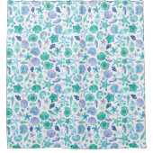 Aquarellblaue Muscheln und Starfish Duschvorhang (Vorderseite)