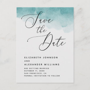 Aquarellblaue nautische Hochzeit Save the Date Ankündigungspostkarte