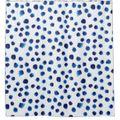 Aquarellblaue Polka-Punkte nahtloses Muster Duschvorhang (Vorderseite)