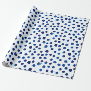 Aquarellblaue Polka-Punkte nahtloses Muster Geschenkpapier