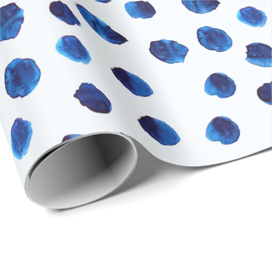 Aquarellblaue Polka-Punkte nahtloses Muster Geschenkpapier (Rolleneckpunkt)