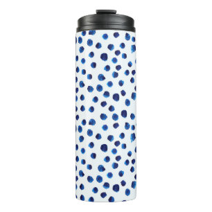 Aquarellblaue Polka-Punkte nahtloses Muster Thermosbecher
