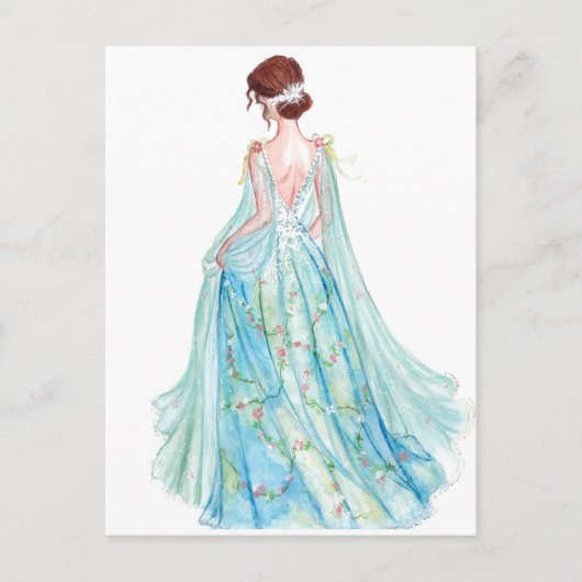 Aquarellblaue Princess-Modelabine Postkarte (Vorderseite)