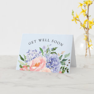 Aquarellblaue rosa Hortensien-Blumen-Get-Well-Kart Karte