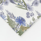 Aquarellblaue Rose Blume federn Weiß Fleecedecke (Ecke)
