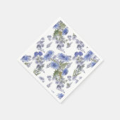 Aquarellblaue Rose Blume federn Weiß Serviette (Ecke)