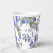 Aquarellblaue Rose Blume federn weißes Napki Pappbecher (Rechts)