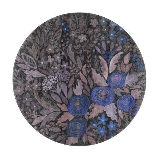 Aquarellblaue Rose Blume Schneidebrett (Vorderseite)