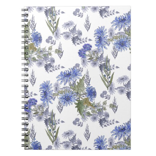 Aquarellblaue Rose federn weiß Notizblock (Vorderseite)