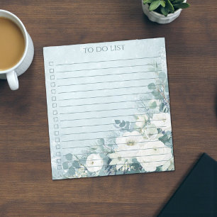 Aquarellblaue Rosen-To-Do-Liste Hübsche Florale Notizblock