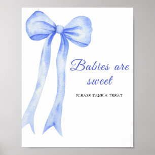 Aquarellblaue Schleife - Babys sind süße Poster