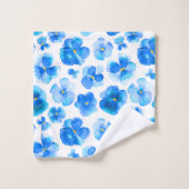 Aquarellblaue Stiefmütterchen Bratücher Badhandtuch Set (Waschlappen)