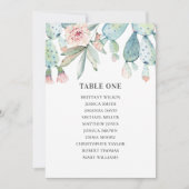 Aquarellblaue Sukkulente. Hochzeitstabelle Einladung (Vorderseite)