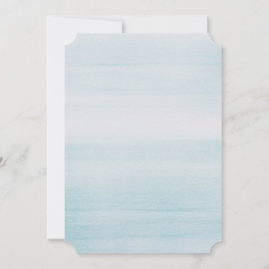 Aquarellblaue Taufe. Einfache moderne nautische Te Einladung (Rückseite)