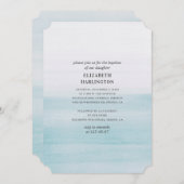 Aquarellblaue Taufe. Einfache moderne nautische Te Einladung (Vorne/Hinten)