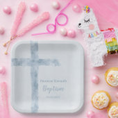 Aquarellblaue Taufe Pappteller (Party)