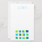 Aquarellblaue und grüne Quadrate Briefpapier (Vorderseite)