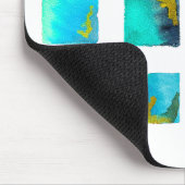 Aquarellblaue und grüne Quadrate Mousepad (Ecke)