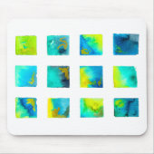 Aquarellblaue und grüne Quadrate Mousepad (Vorne)