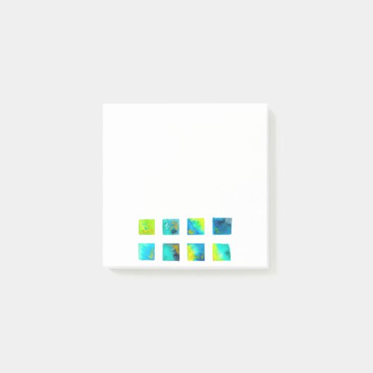 Aquarellblaue und grüne Quadrate Post-it Klebezettel (Vorderseite)