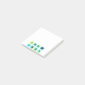 Aquarellblaue und grüne Quadrate Post-it Klebezettel (angewinkelt)