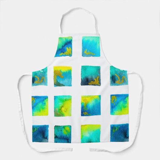 Aquarellblaue und grüne Quadrate Schürze (Vorderseite)