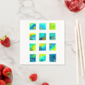 Aquarellblaue und grüne Quadrate Serviette (Beispiel)
