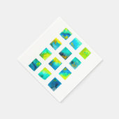 Aquarellblaue und grüne Quadrate Serviette (Ecke)