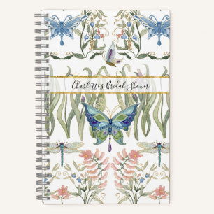 Aquarellblaue und rosa Schmetterlings-Hochzeit Notizblock