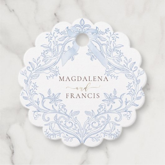 Aquarellblaue Wappenehe Geschenkanhänger (Vorderseite)