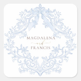 Aquarellblaue Wappenehe Quadratischer Aufkleber