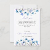 Aquarellblaue Wiesenblumen Beerdigung Dankeskarte (Vorderseite)