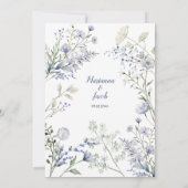Aquarellblaue Wildblume Rahmen Brautparty Einladung (Rückseite)
