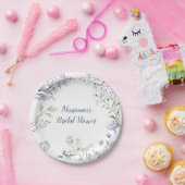 Aquarellblaue Wildblume Rahmen Brautparty Pappteller (Party)