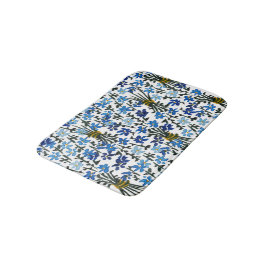 Aquarellblaue Wildblumen Bohemisch Chic Badematte