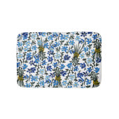 Aquarellblaue Wildblumen Bohemisch Chic Badematte (Vorderseite)