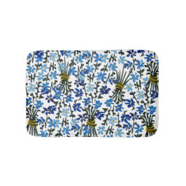 Aquarellblaue Wildblumen Bohemisch Chic Badematte
