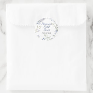 Aquarellblaue Wildblumen-Rahmen-Brautparty Runder Aufkleber