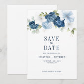 Aquarellblauer Botanischer Eukalyptus Save The Date (Vorne/Hinten)