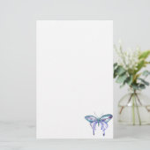 Aquarellblauer lila Schmetterling Briefpapier (Stehend Vorderseite)