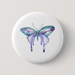 Aquarellblauer lila Schmetterling Button