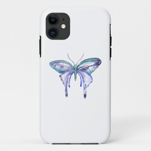 Aquarellblauer lila Schmetterling Case-Mate iPhone Hülle (Rückseite)