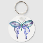 Aquarellblauer lila Schmetterling Schlüsselanhänger (Vorderseite)